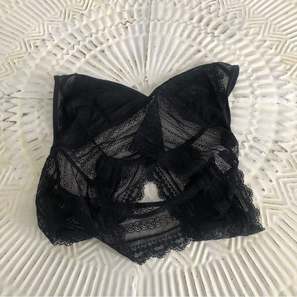 New Leto Collection Patterned Lace Keyhole Bralette Large - Picture 9 of 11